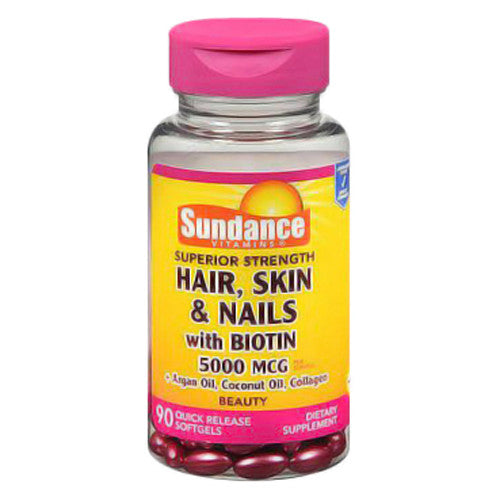 Sundance Hair, Skin And Nails With Biotin 5000 Mcg Beauty Quick Release Softgels, 90 Ea